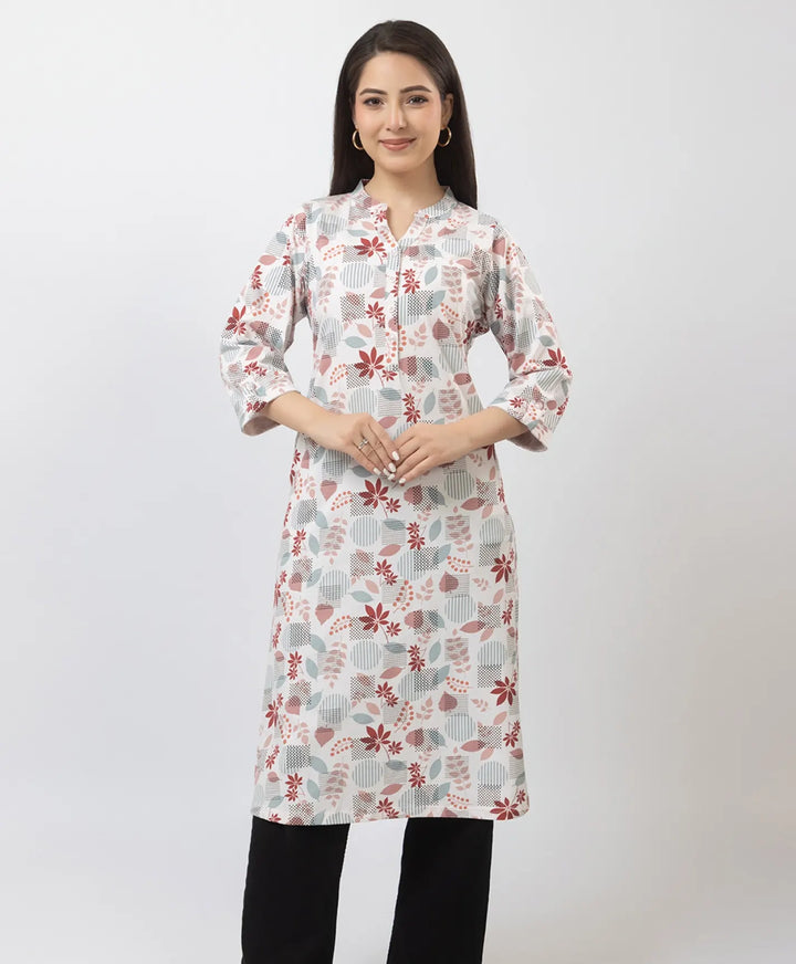 Elegant Printed Straight Fit Long Kurti