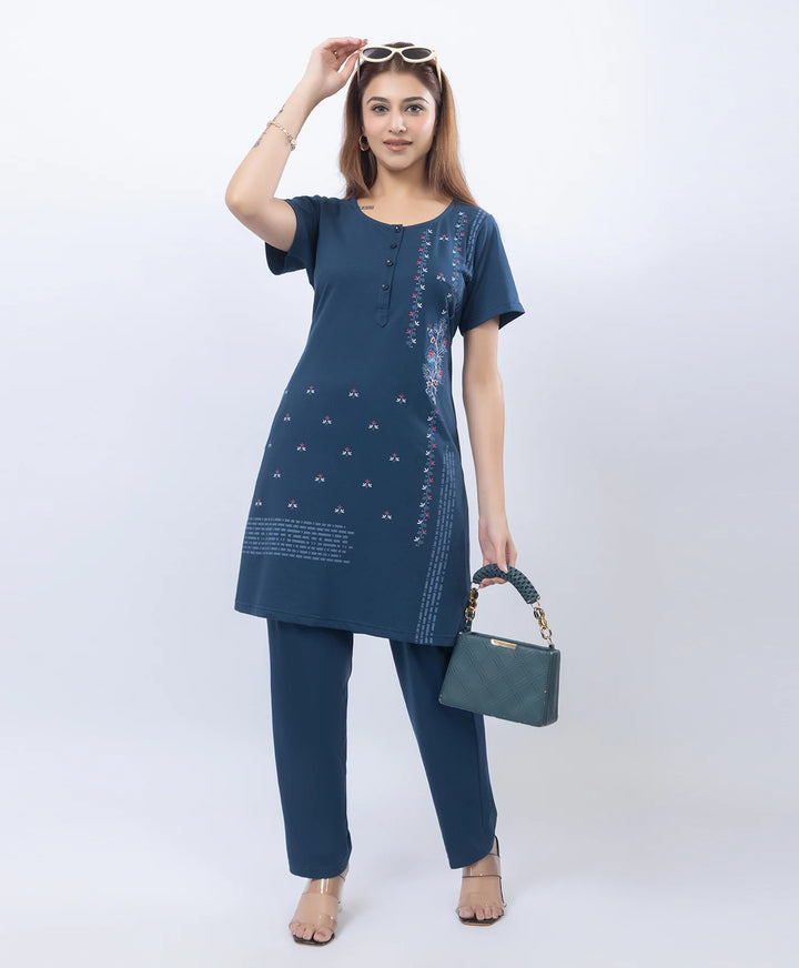 Premium Floral Detail Embroidered Printed Kurta Set