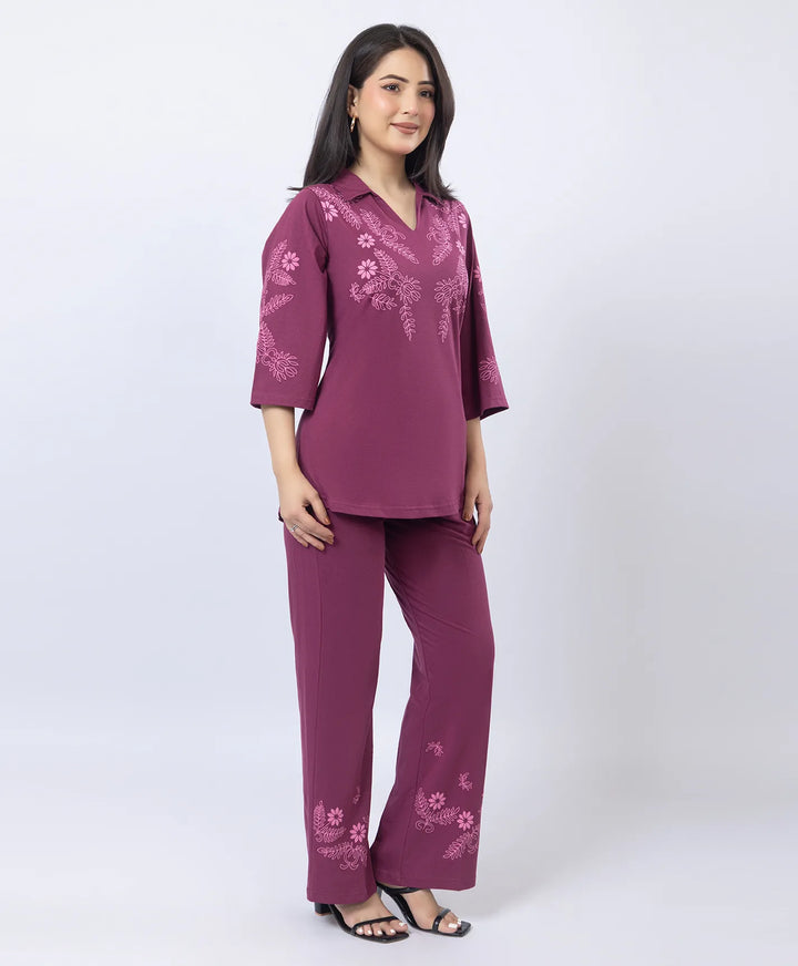 Premium V-Neck Printed Co-Ord Set
