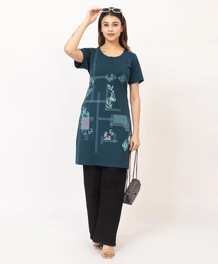 Abstract Botanical Long Top
