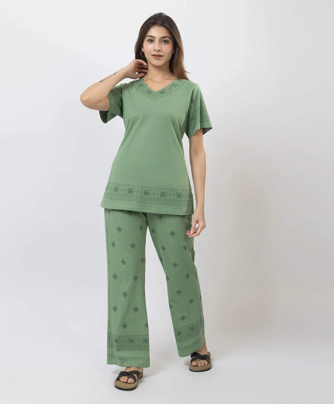 Relaxed Fit Printed Night Suit