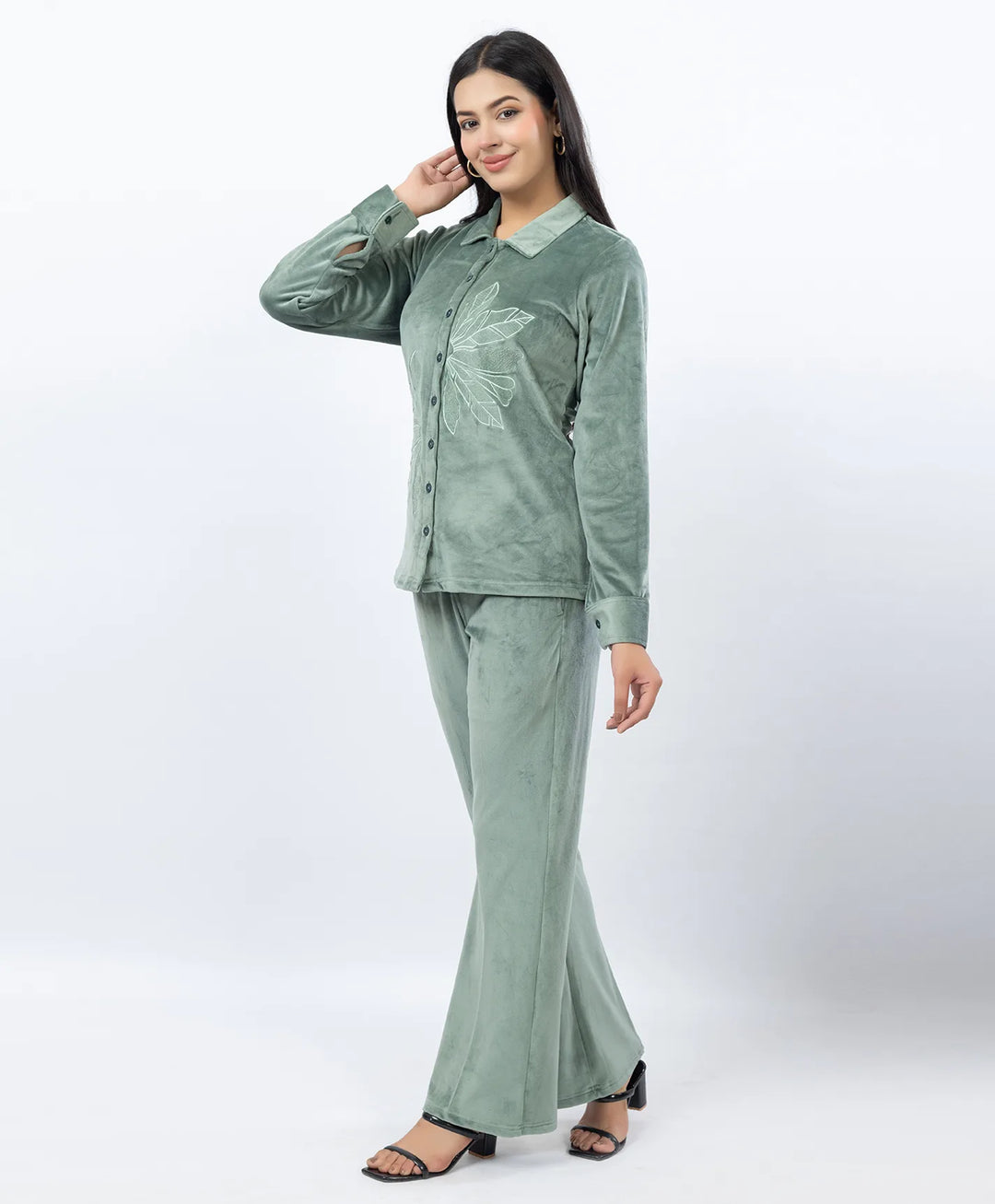 Premium Full Sleeve Casual Collar Button-Down Top and Straight Lower Co-ord Set