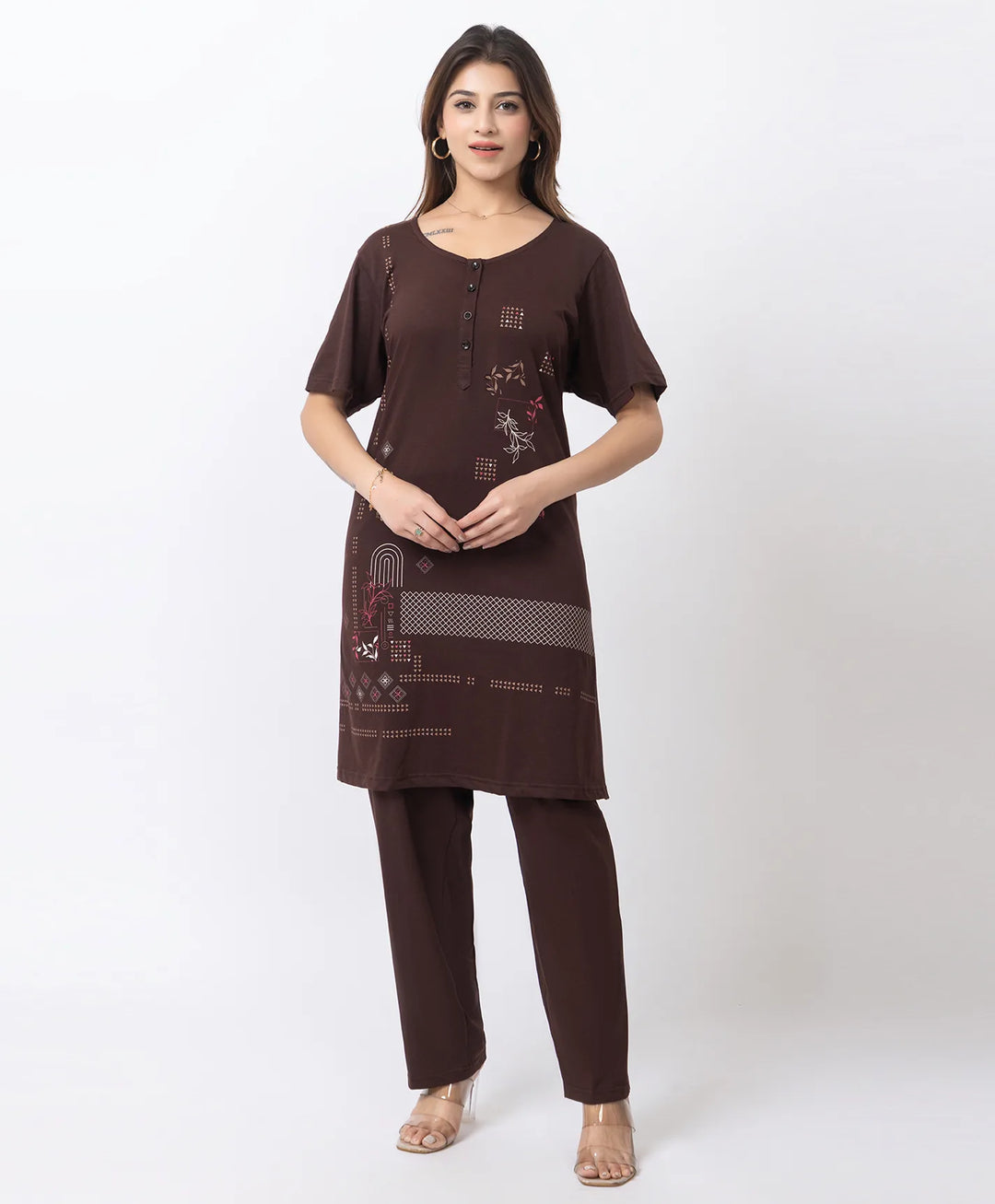Plus Size Printed Kurta with Matching Pants