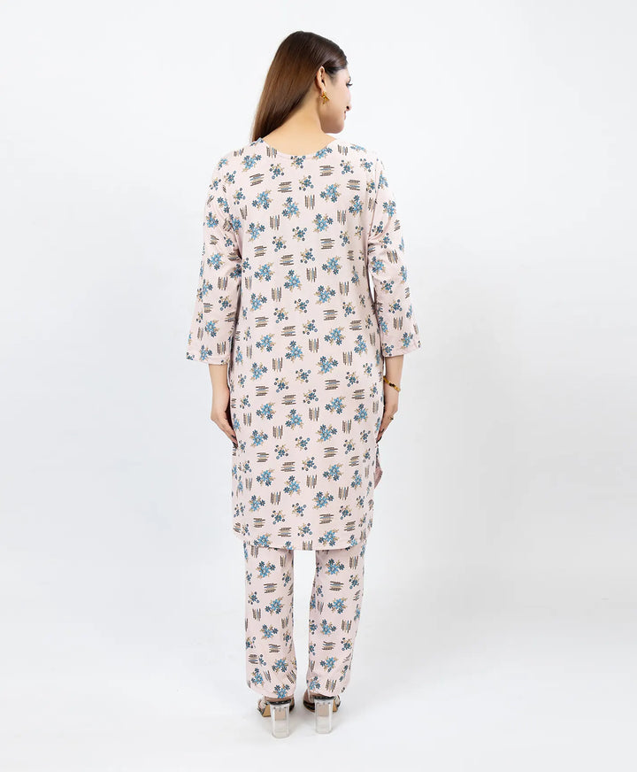 Quarter Sleeve Printed Cotton Kurta with Straight Pant Set