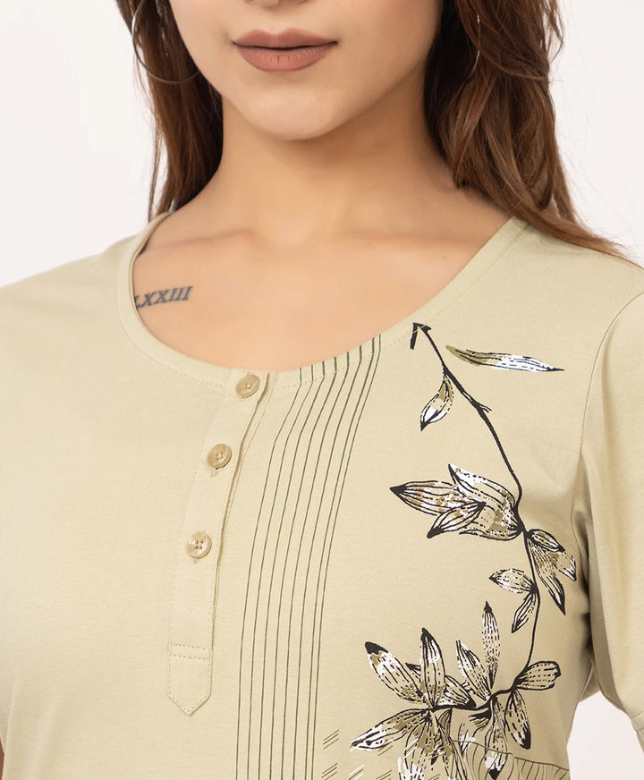 Abstract Botanical Long Top