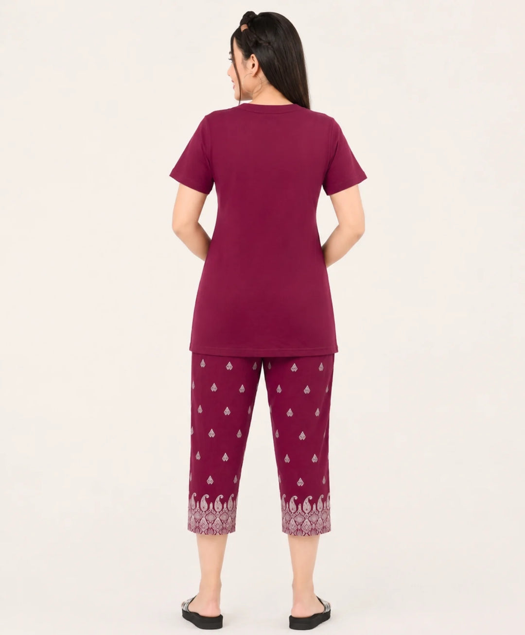 Button Detail Capri Set