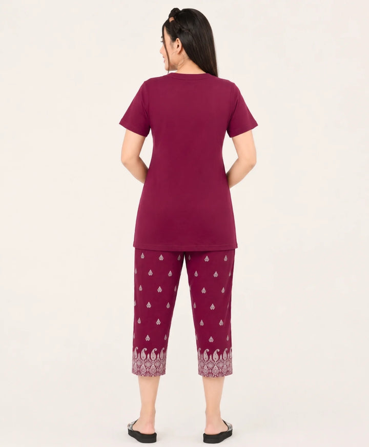 Button Detail Capri Set