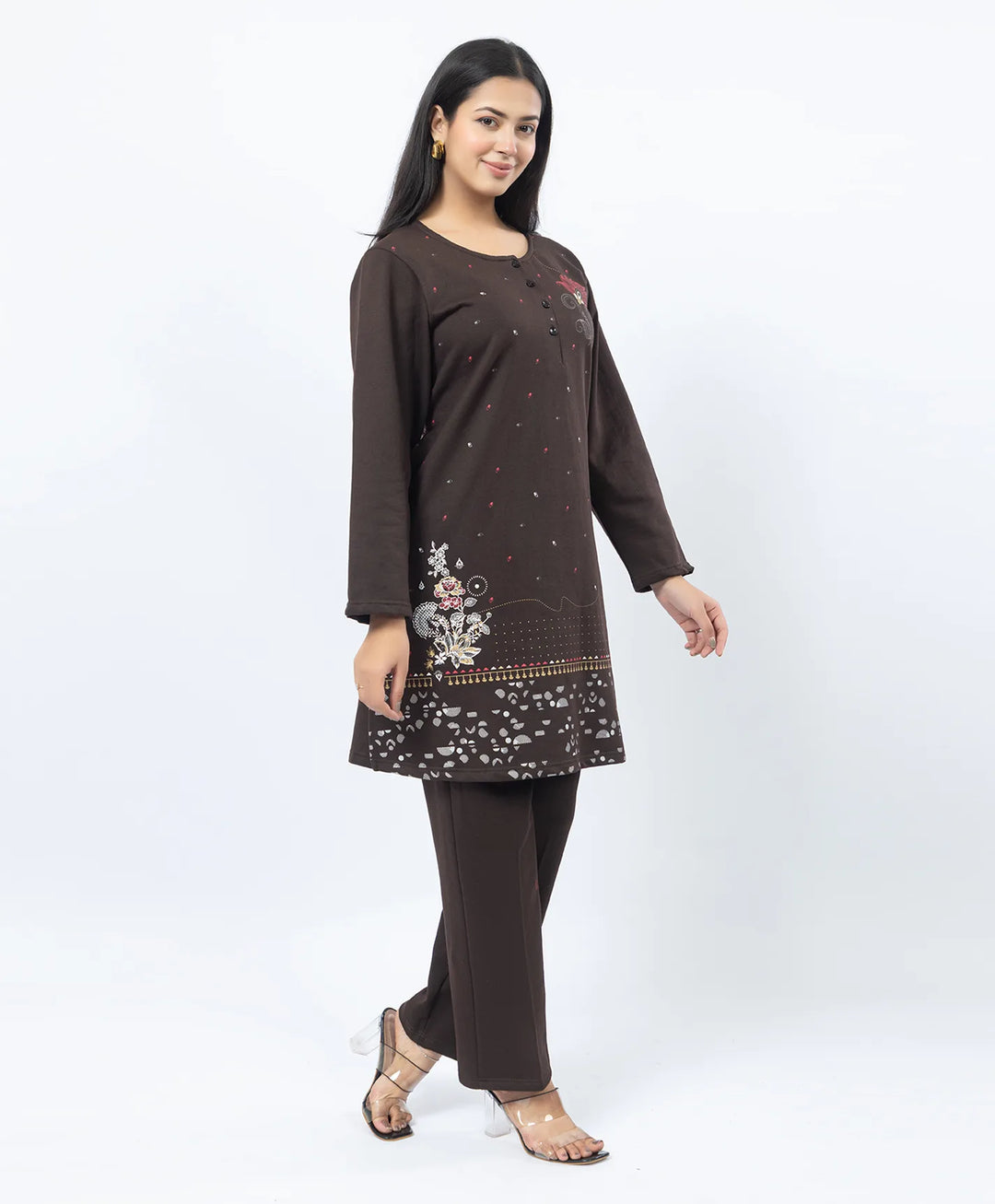 Full Sleeve Open Placket Kurta with Straight Fit Pants