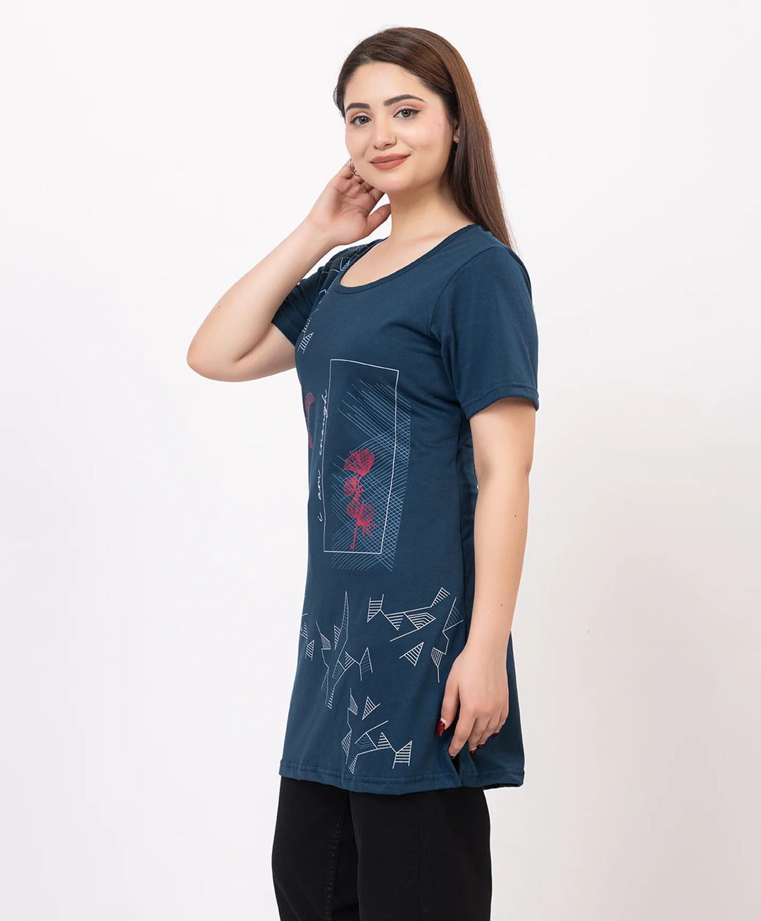 Casual Grace Printed Long Top