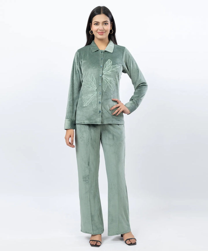 Premium Full Sleeve Casual Collar Button-Down Top and Straight Lower Co-ord Set