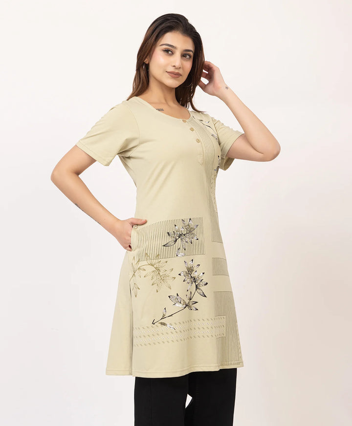 Abstract Botanical Long Top