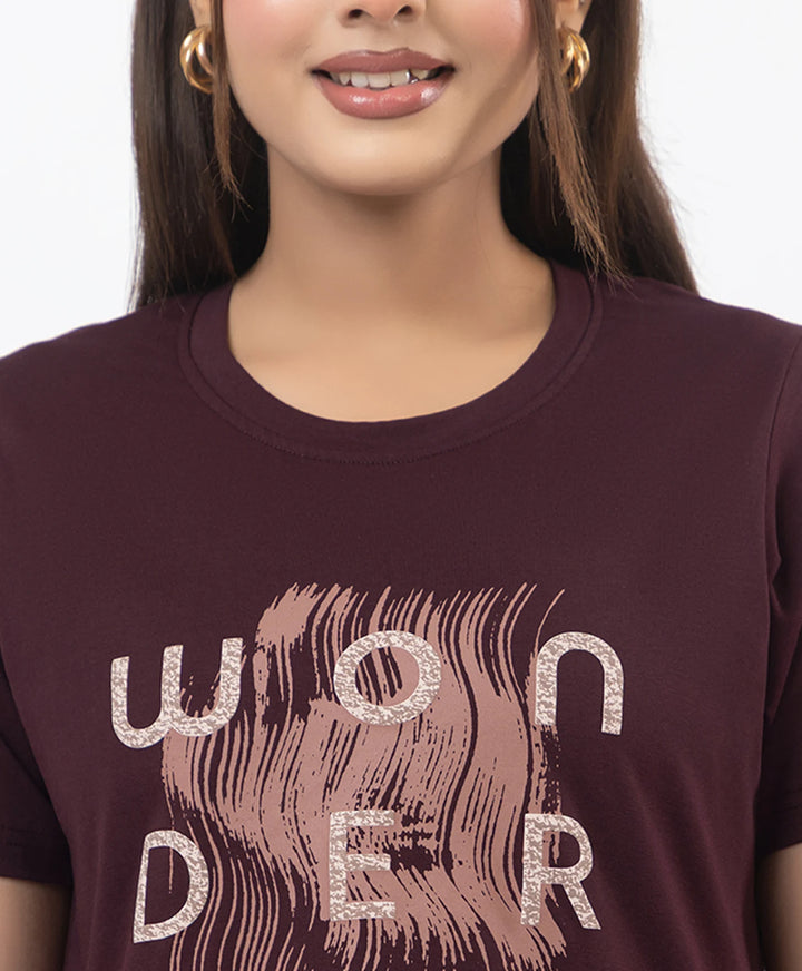 Premium Graphic Print Round Neck Short Sleeve Top