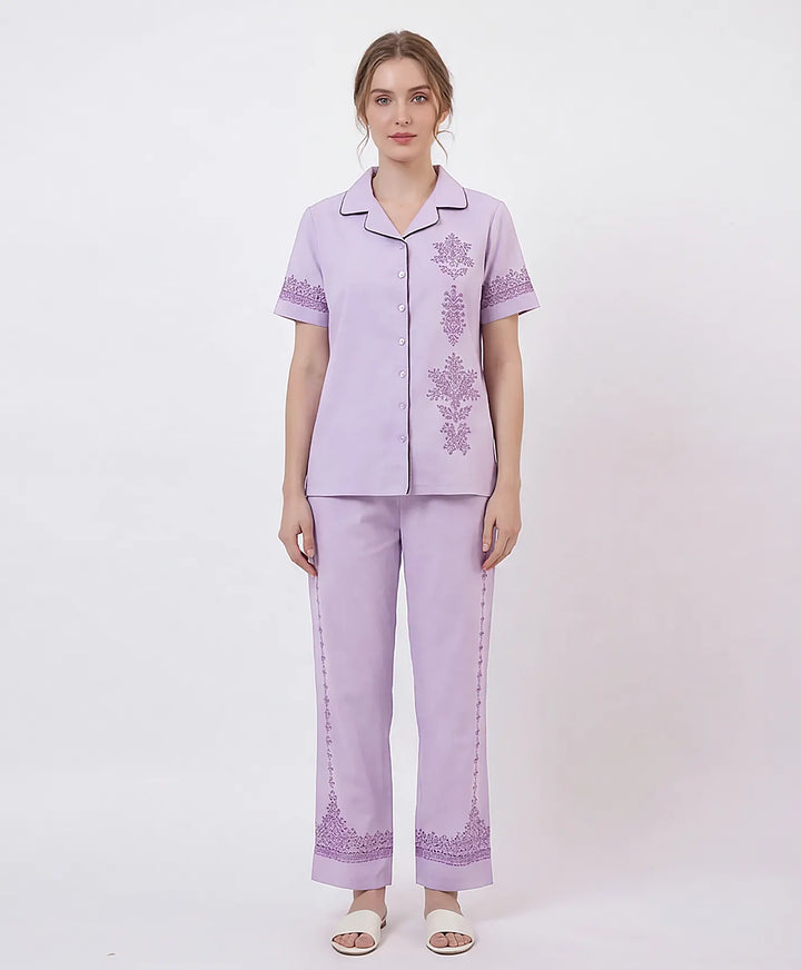 Soft Touch Front Open Night Suit