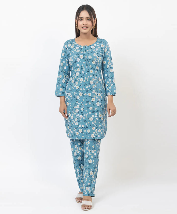 Round Neck All Over Floral Print Kurta Pant Set