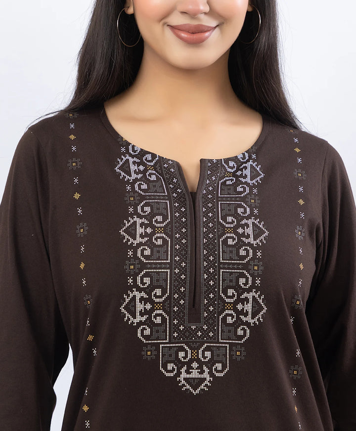 Embroidered-Style Printed Kurta Set