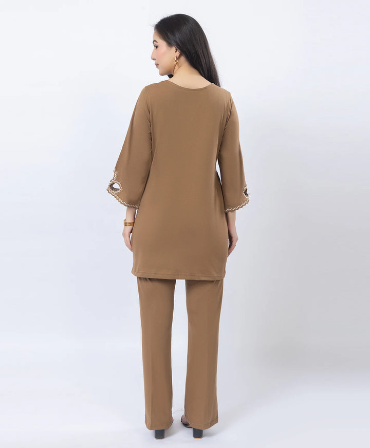 Ethnic Straight Kurta Set with Embroidered Neck and Sleeves