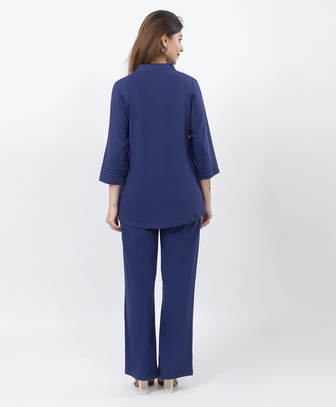 Front-Open Casual Embroidered Co-Ord Set