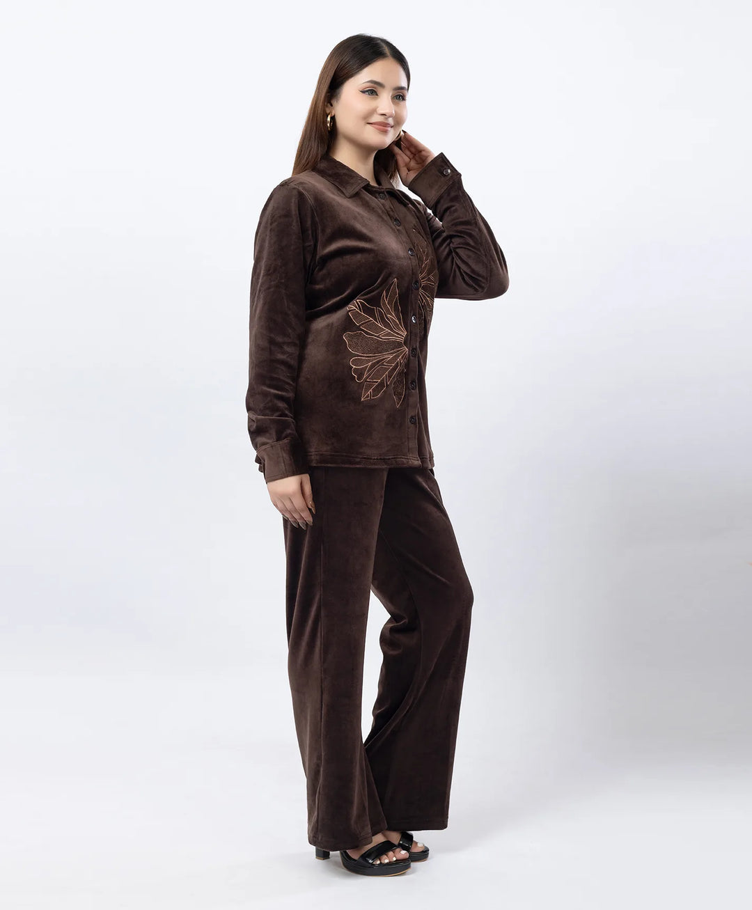 Premium Full Sleeve Casual Collar Button-Down Top and Straight Lower Co-ord Set