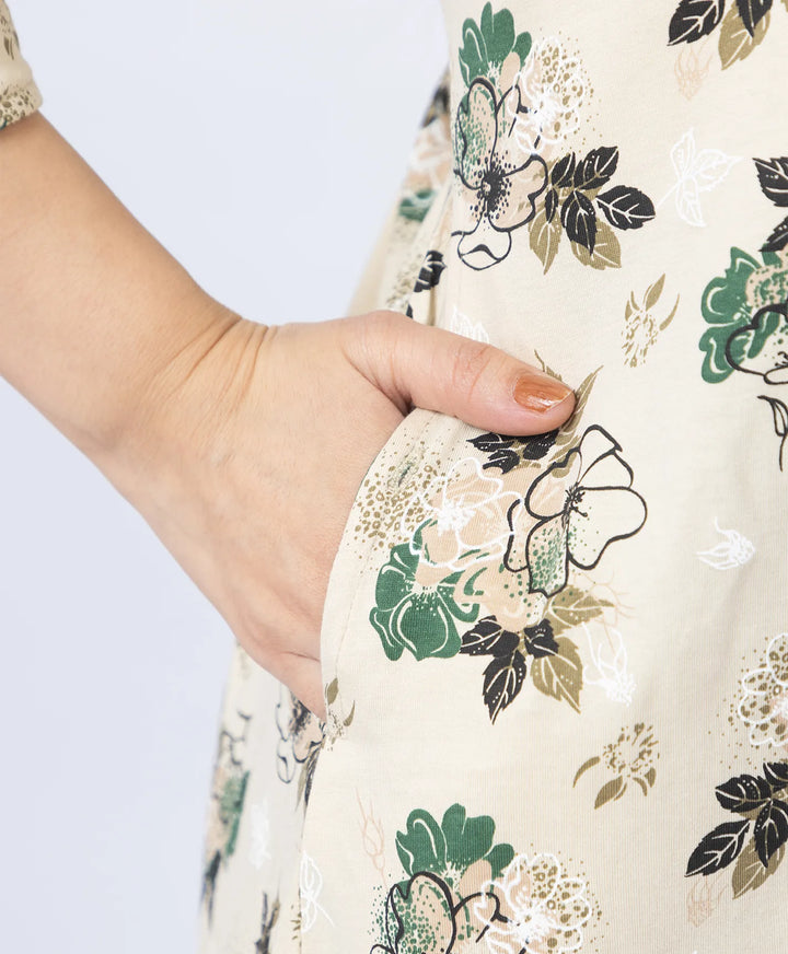 Floral Print Straight Silhouette Long Kurti