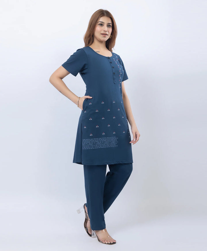 Premium Floral Detail Embroidered Printed Kurta Set