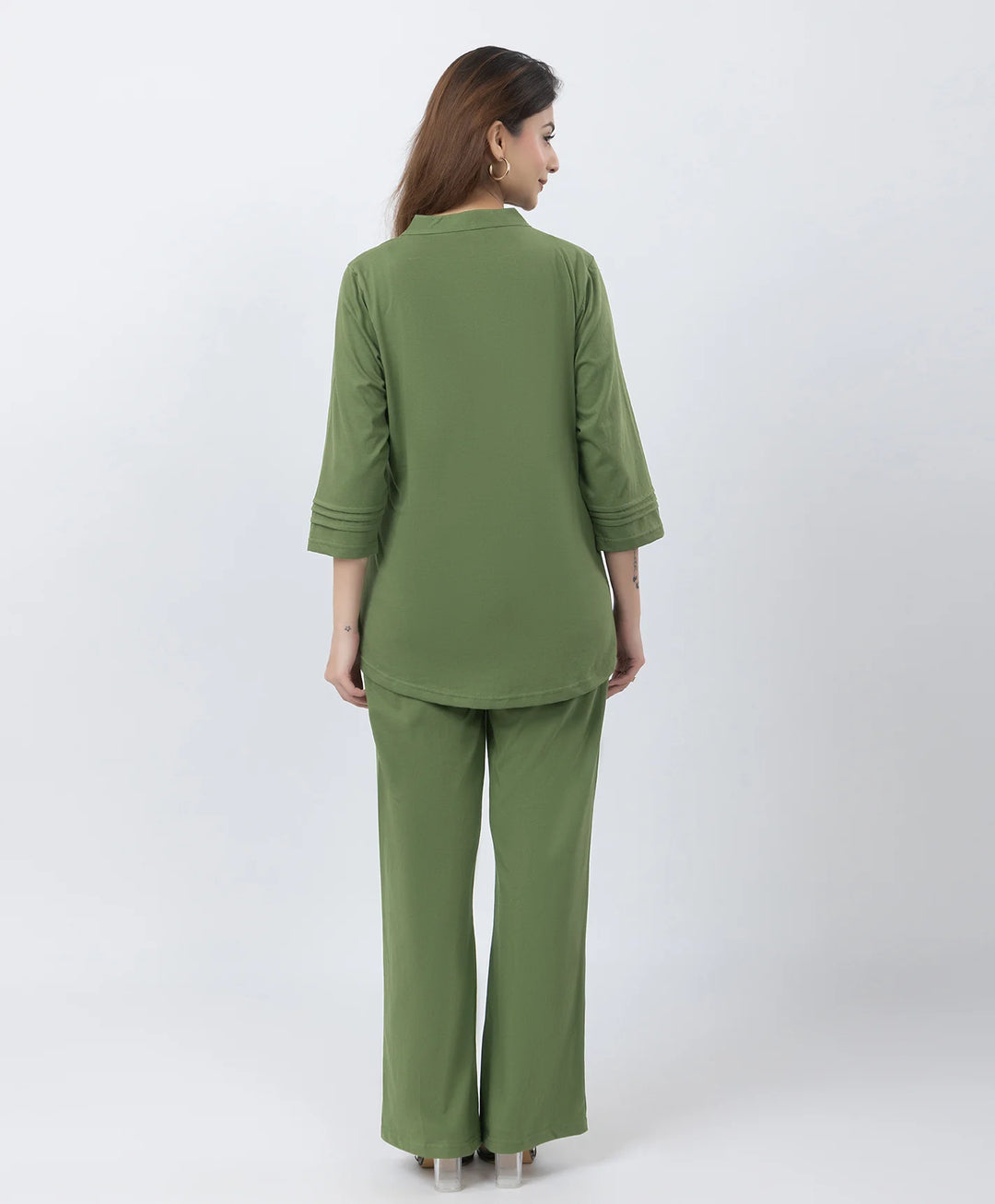 Front-Open Casual Embroidered Co-Ord Set