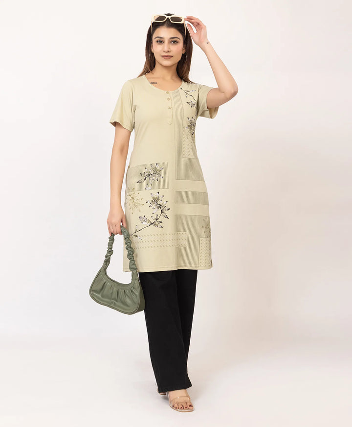 Abstract Botanical Long Top