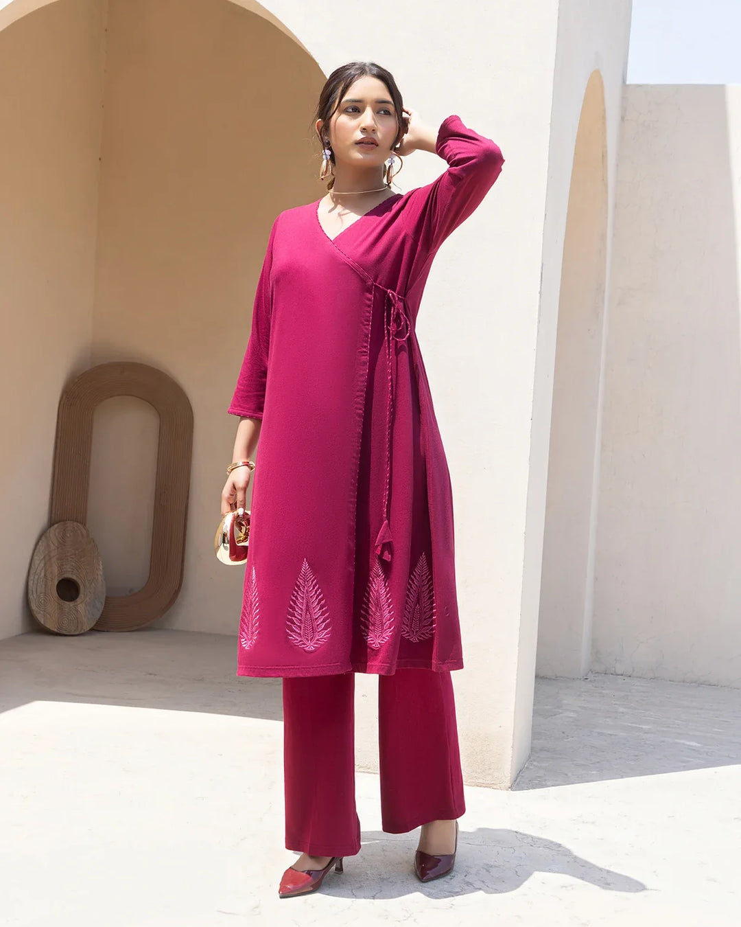 Angrakha Long Kurta Set