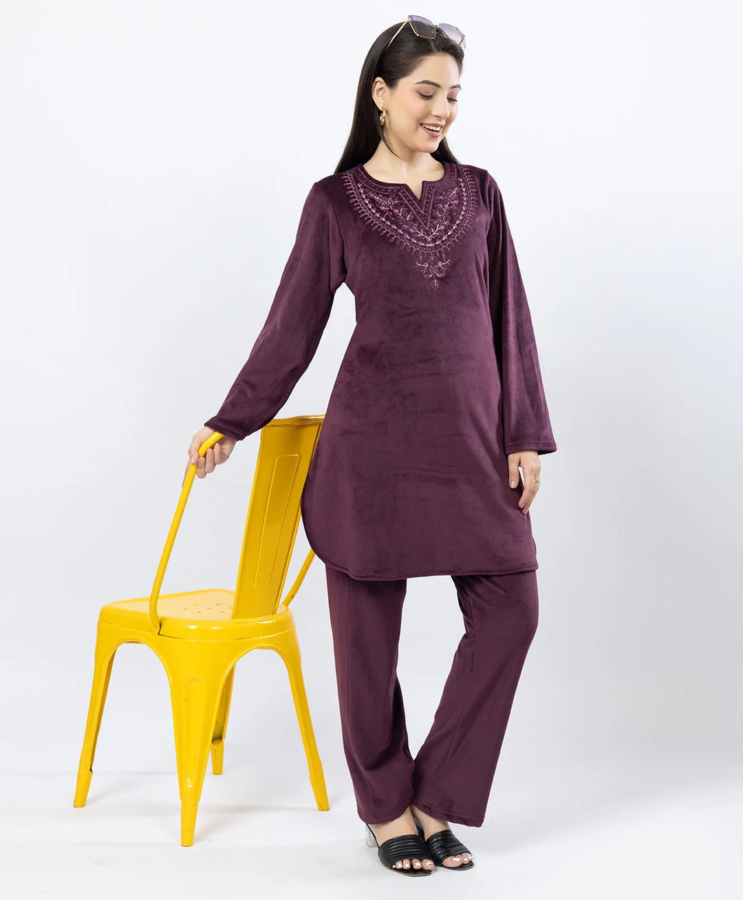 Full-Sleeves Kurta and Straight Fit Lower Set with Round Neck