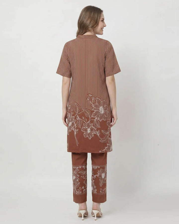 Long Monochrome Bloom Kurta Set