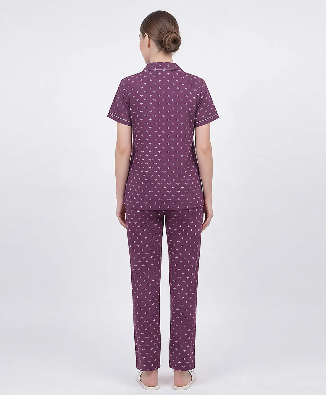 Collared Front Open Nightwear Set