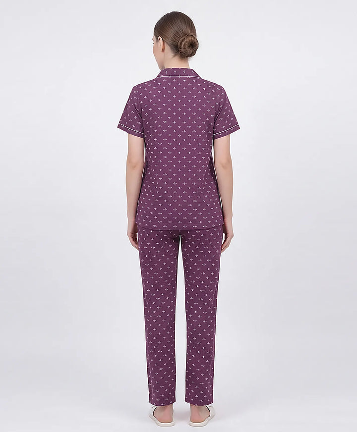 Collared Front Open Nightwear Set