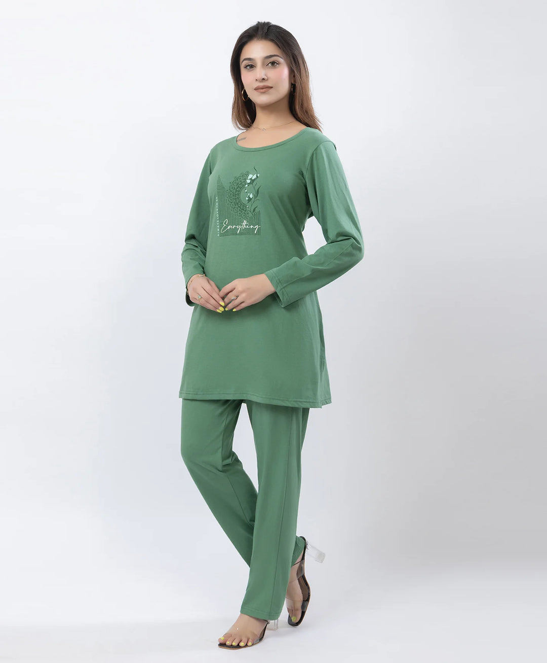Classic Comfort Fit Printed Full-Sleeve Night Suit