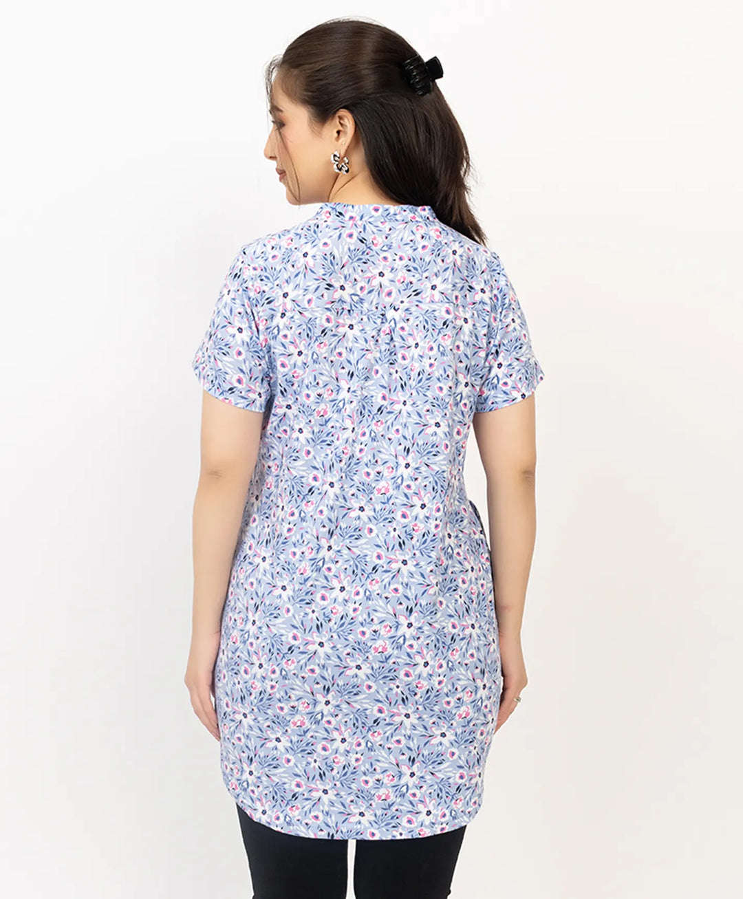 Floral Print Short Sleeve Tunic Kurti