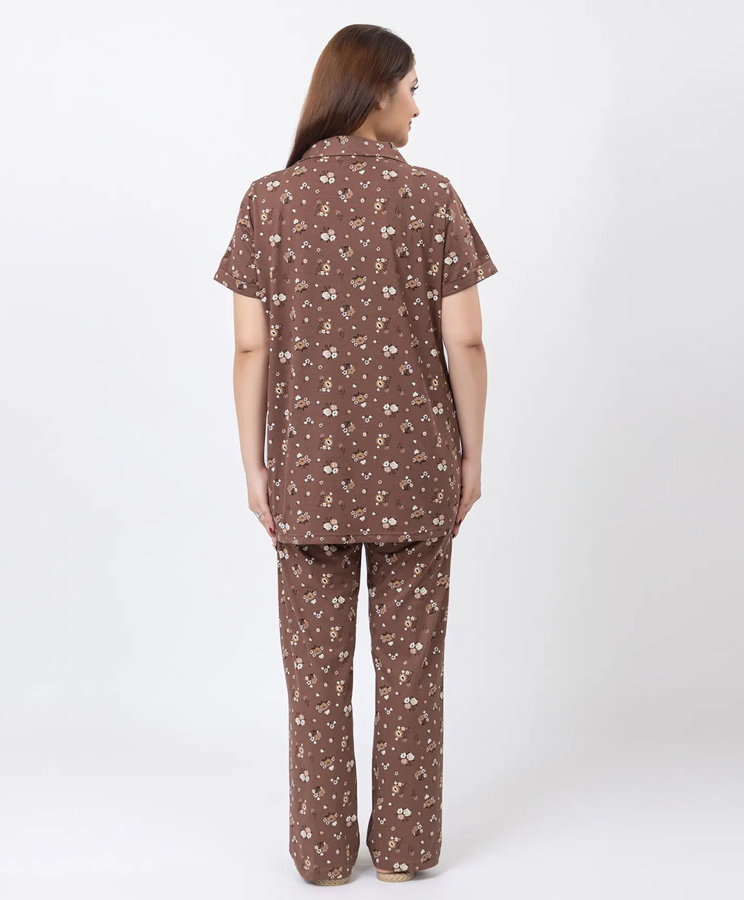 Floral Charm Front Open Night Suit