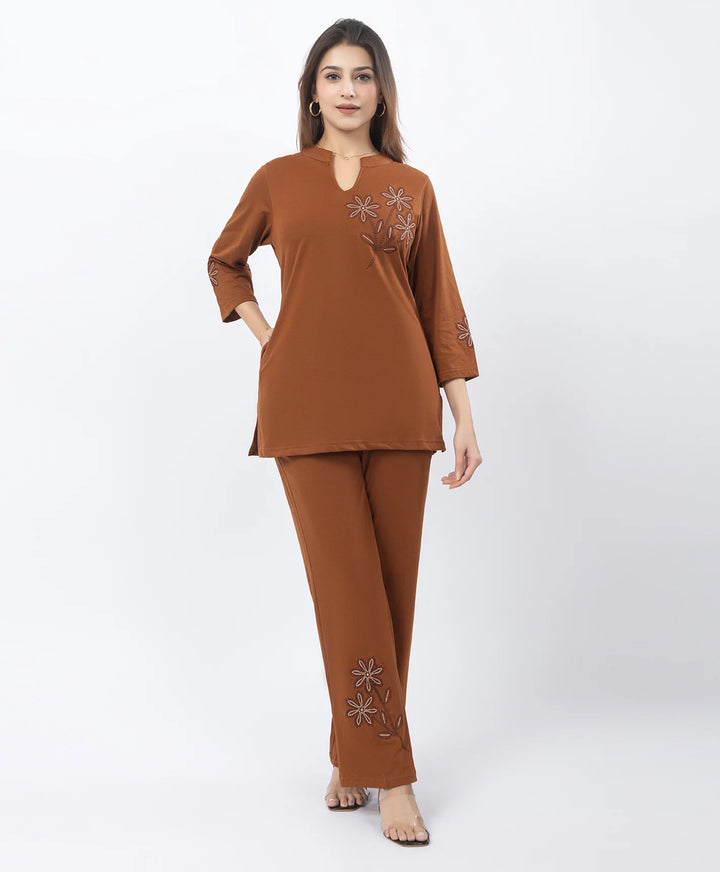 Pure Comfort Embroidered Co-Ord Set