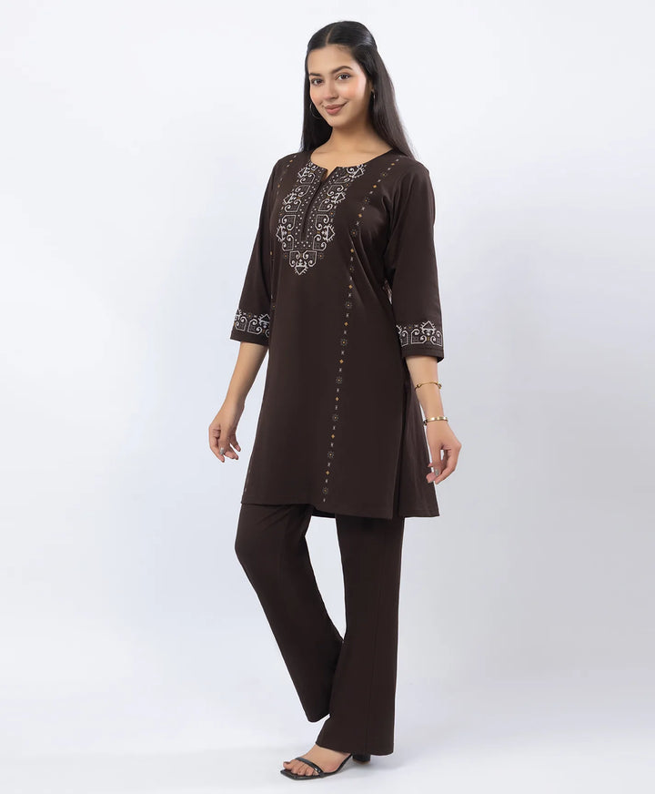 Embroidered-Style Printed Kurta Set