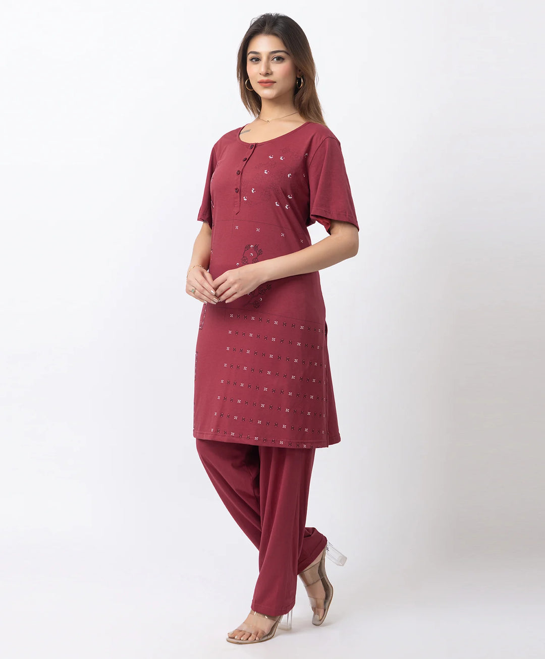 Plus Size Printed Kurta with Matching Pants