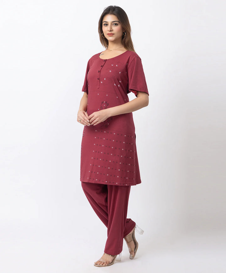 Plus Size Printed Kurta with Matching Pants