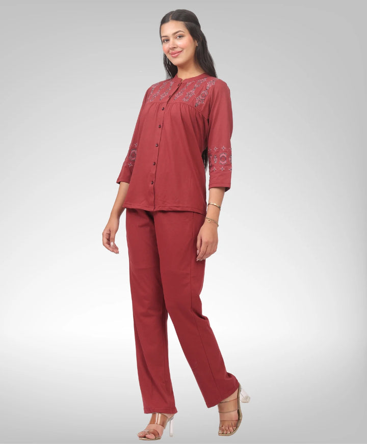Stylish Embroidered Casual Co-Ord Set