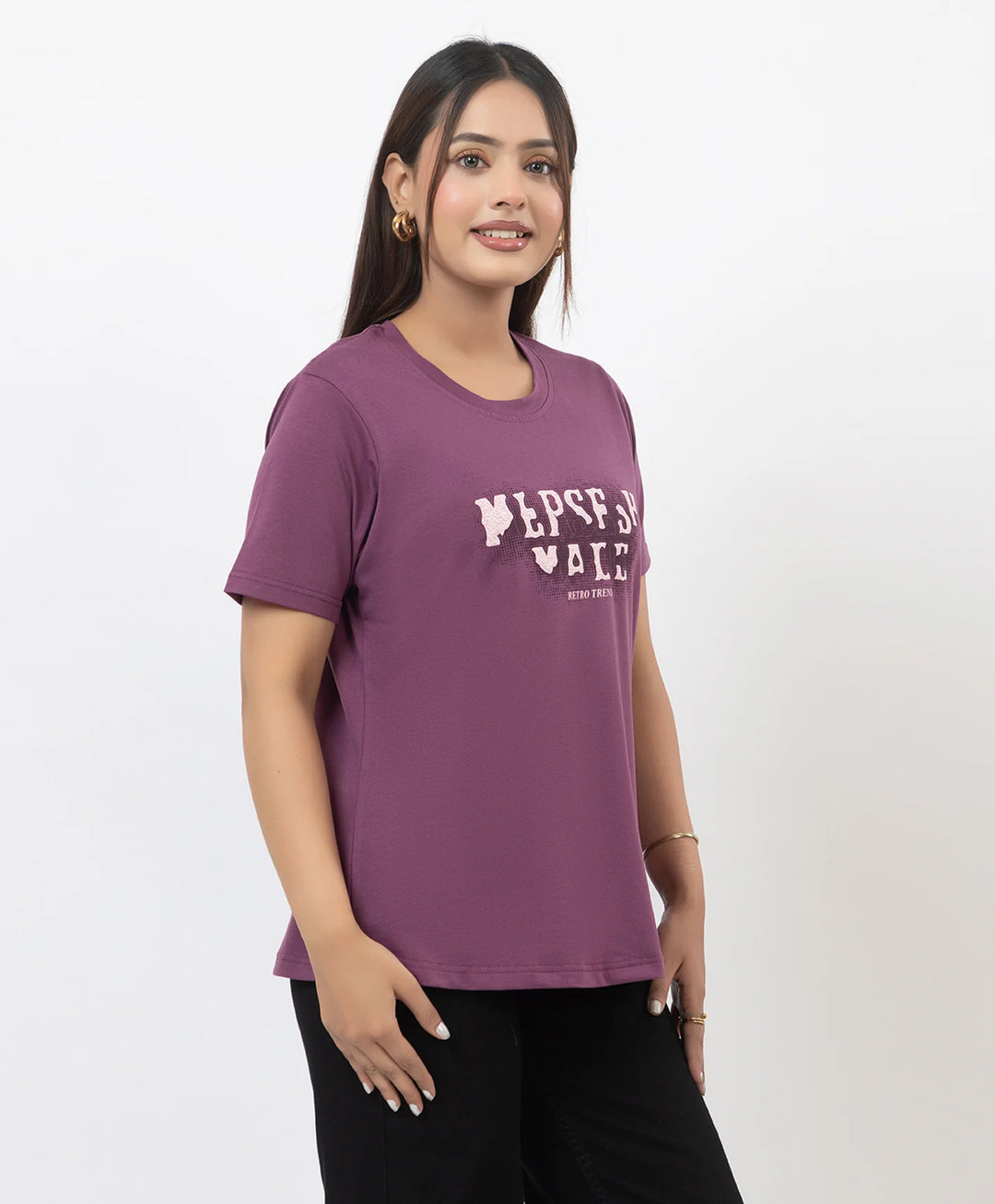 Premium Graphic Print Round Neck Short Sleeve Top