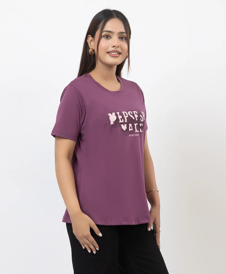 Premium Graphic Print Round Neck Short Sleeve Top