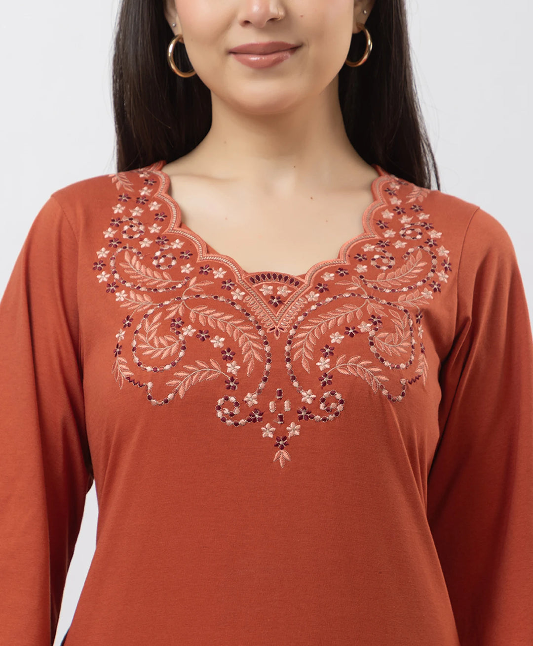 Straight-Cut Embroidered Kurta with Pants