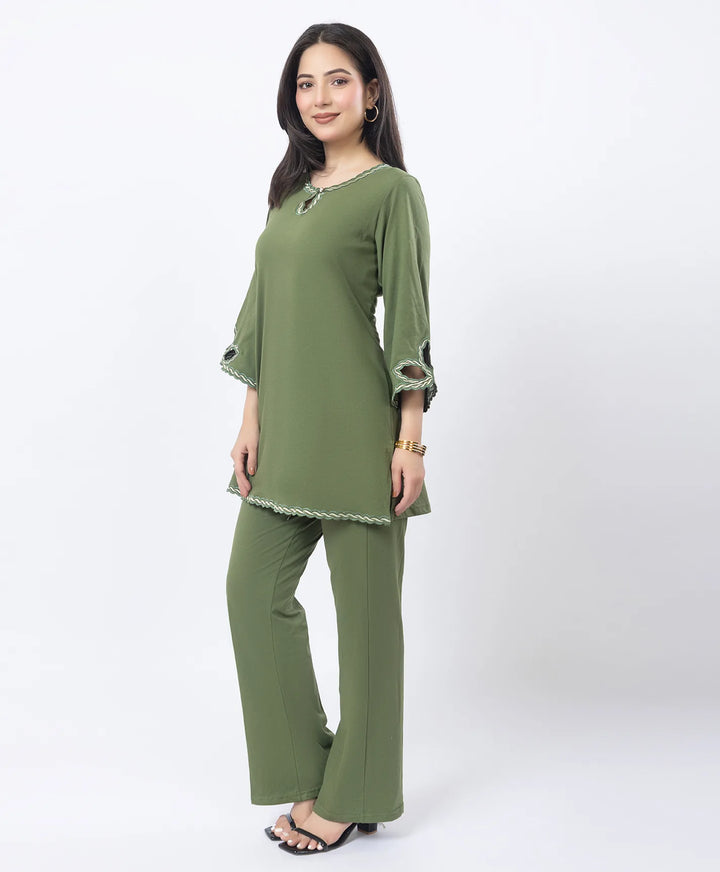 Ethnic Straight Kurta Set with Embroidered Neck and Sleeves