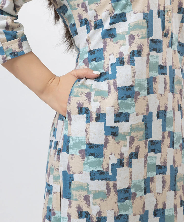 Elegant Printed Straight Fit Long Kurti