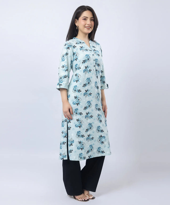 Floral Print Straight Silhouette Long Kurti