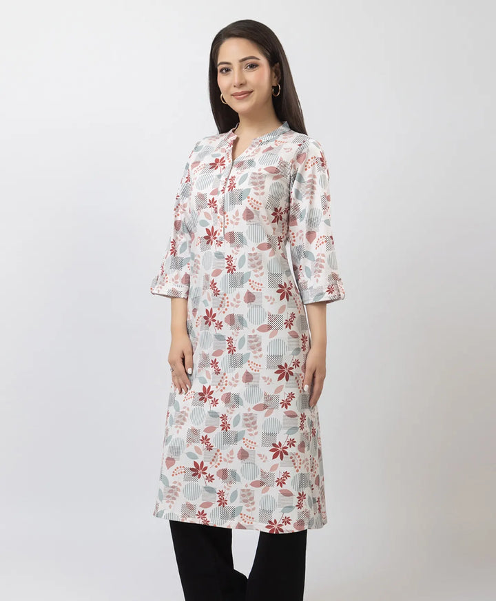 Elegant Printed Straight Fit Long Kurti