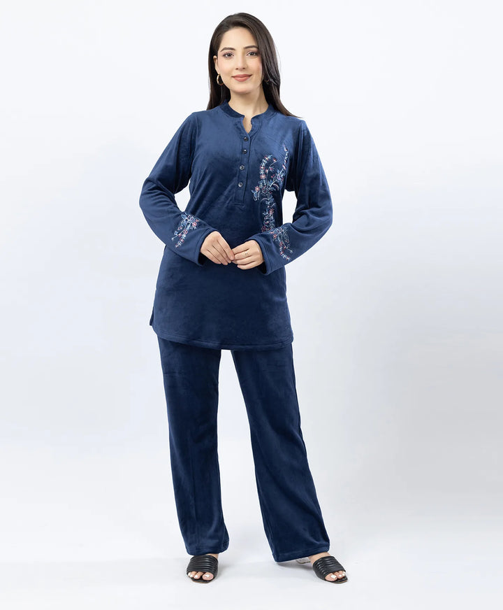 Premium Kurta Set with Band Neck and Sparkle Print
