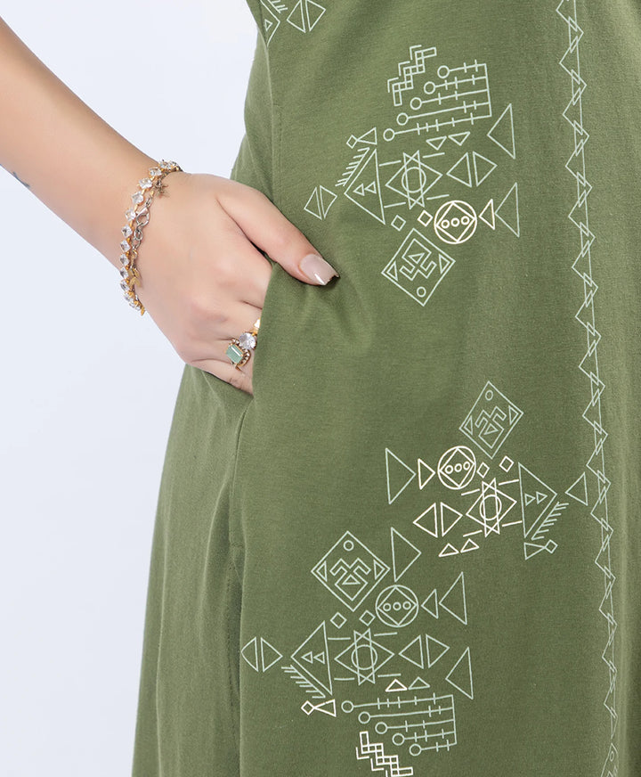 Premium Floral Detail Embroidered Printed Kurta Set