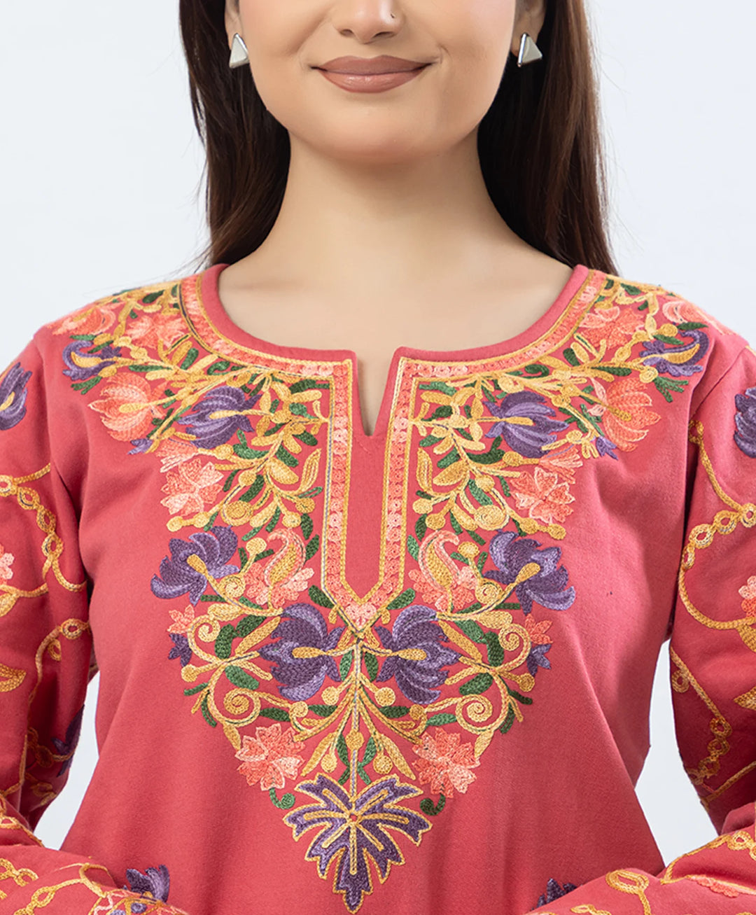 Straight Kurta Set with Kashmiri Embroidery.