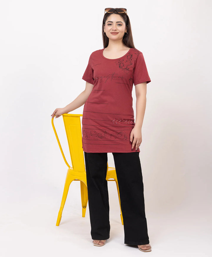 Casual Grace Printed Long Top